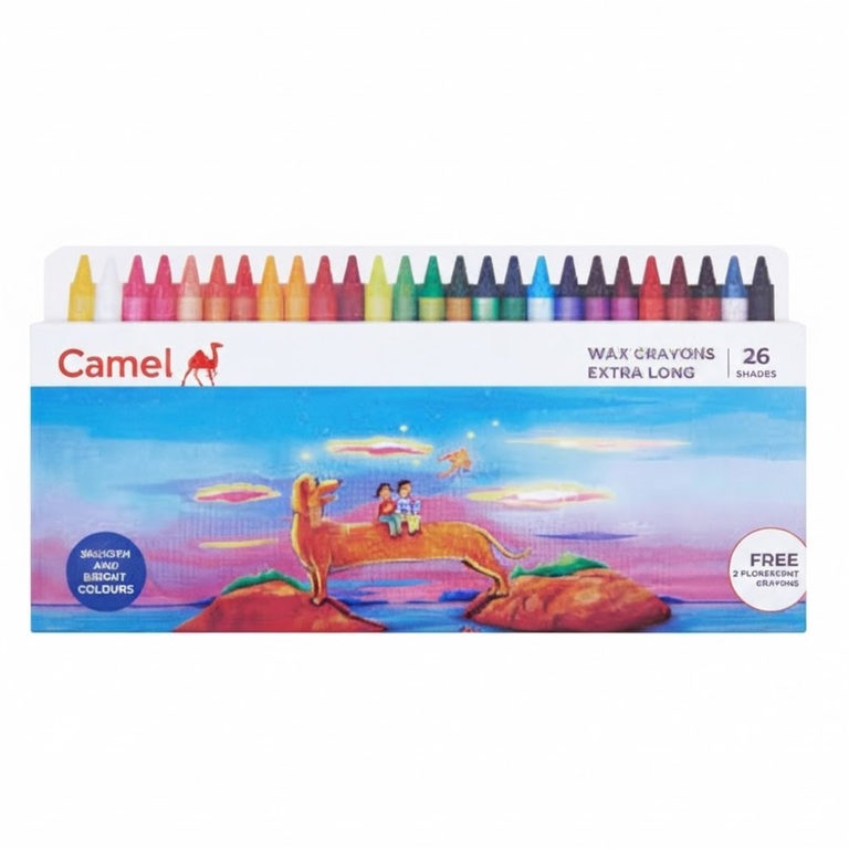 Camel Wax Crayons Extra Long 24 Shades +glitters 4522552